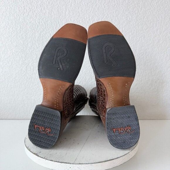 Rod Patrick Mens Cowboy Boots Sz 12 AAAA Brown Caiman Leather Western Blunt Toe - Picture 10 of 12